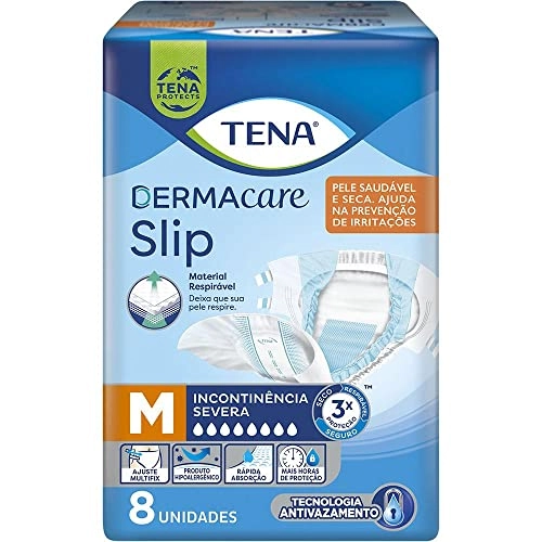 Fralda Descartável Adulto Tena Dermacare Slip M Pacote 8 Unidades