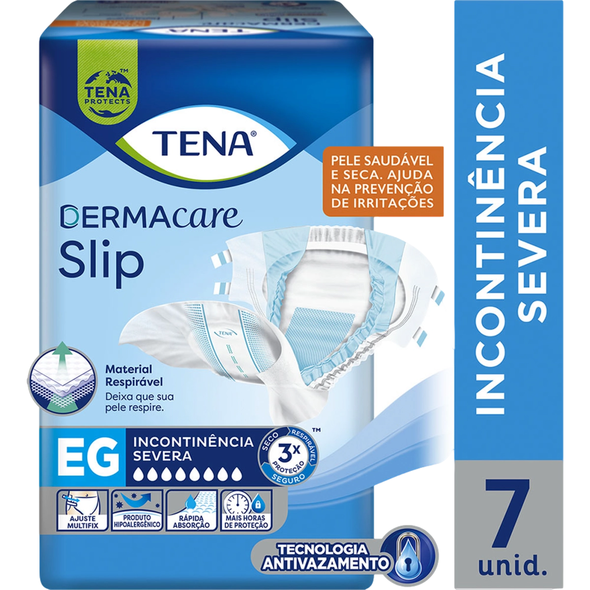Fralda Descartável Tena Dermacare Slip Eg Pacote 7 Unidades