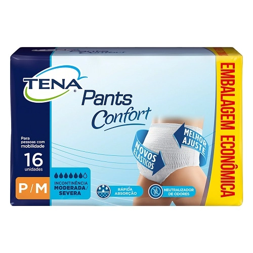 Roupa íntima Descartável Unissex Tena Pants Confort P/m Pacote 16 Unidades Embalagem Econômica