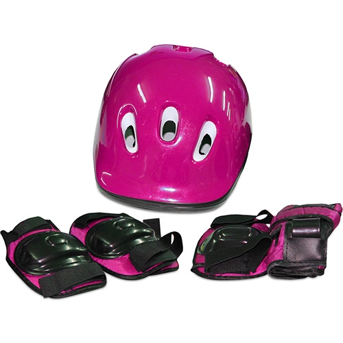 Kit Radical Proteção Com Capacete Eps Rosa Bel Sports