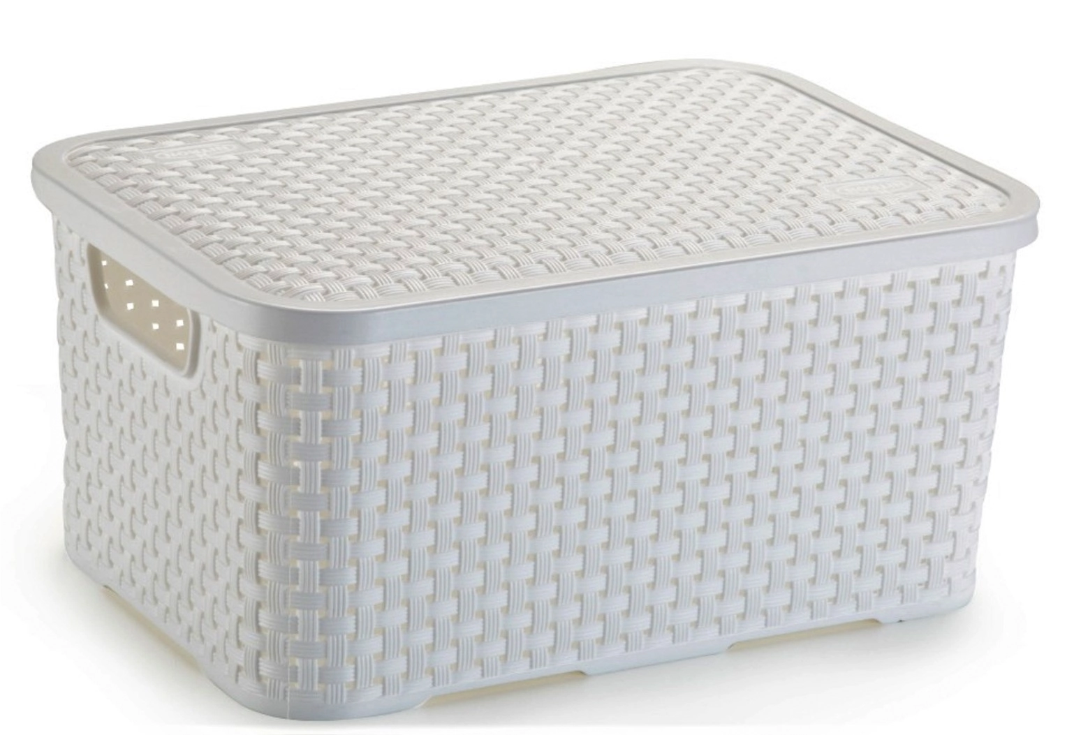 Cesto Organizador Rattan Medio Branco C/tampa