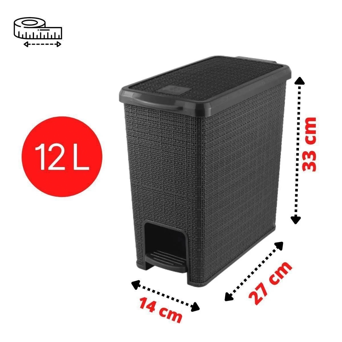Lixeira Juta Retangular Preto 12l 283 004 003 Nitronplast