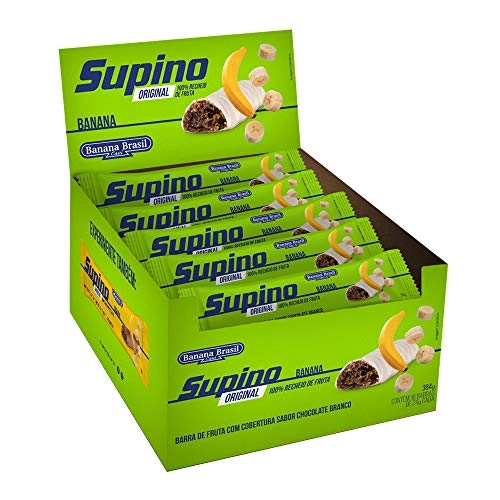 Barra De Frutas Banana Cobertura Chocolate Branco Supino Original Pacote 24g