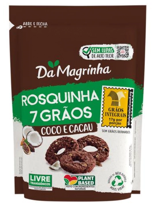 Biscoito Rosquinha Coco E Cacau Da Magrinha 7 Grãos Pouch 120g