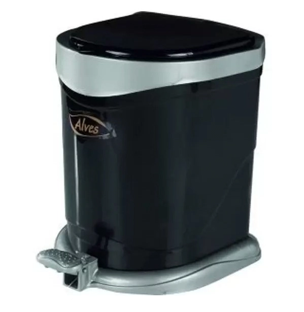 Lixeira 13l C Pedal Preto C Prata 5000 32 Alves