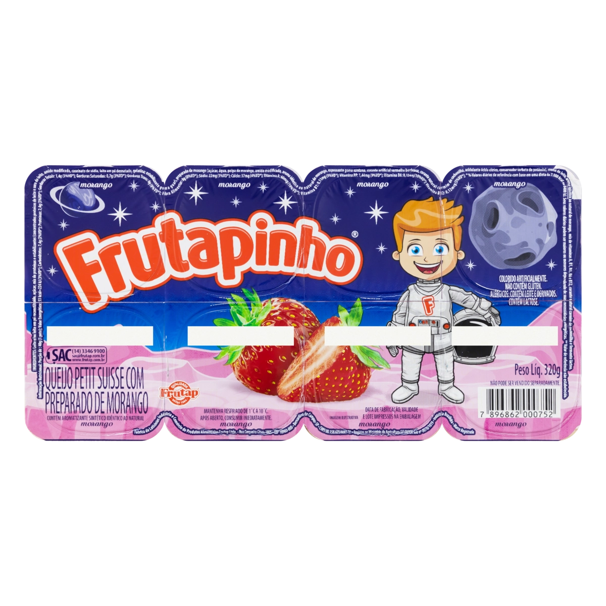 Petit Suisse Morango Frutapinho Bandeja 320g 8 Unidades