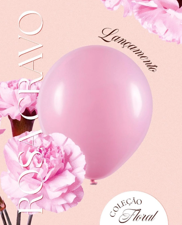 Balao 12 Liso Rosa Cravo Redondo C/24 Art Latex