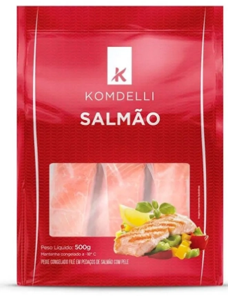 Filé De Salmão Congelado Em Pedaços Komdelli Pouch 500g