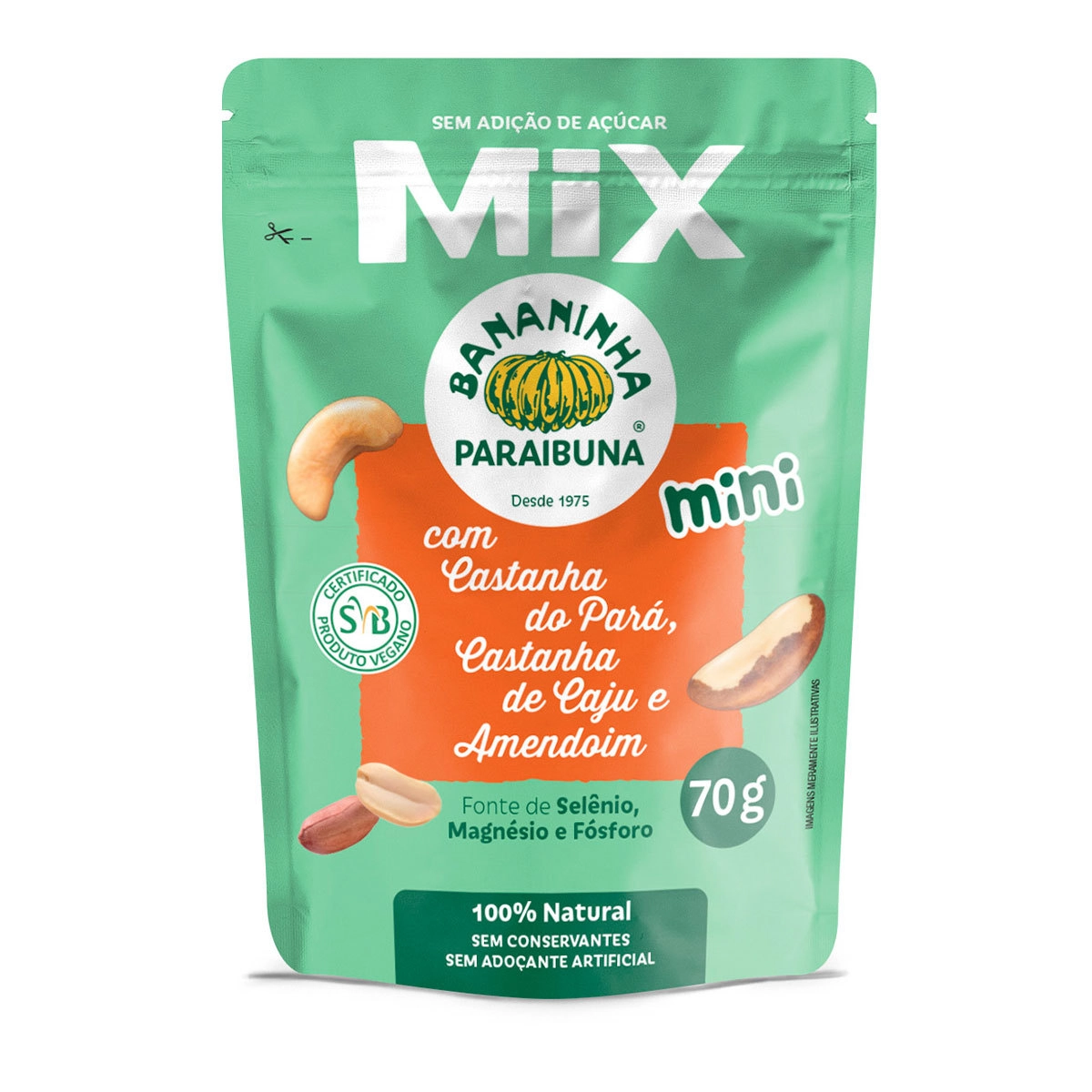 Bananinha Mini Paraibuna Mix Castanha S/acucar70g