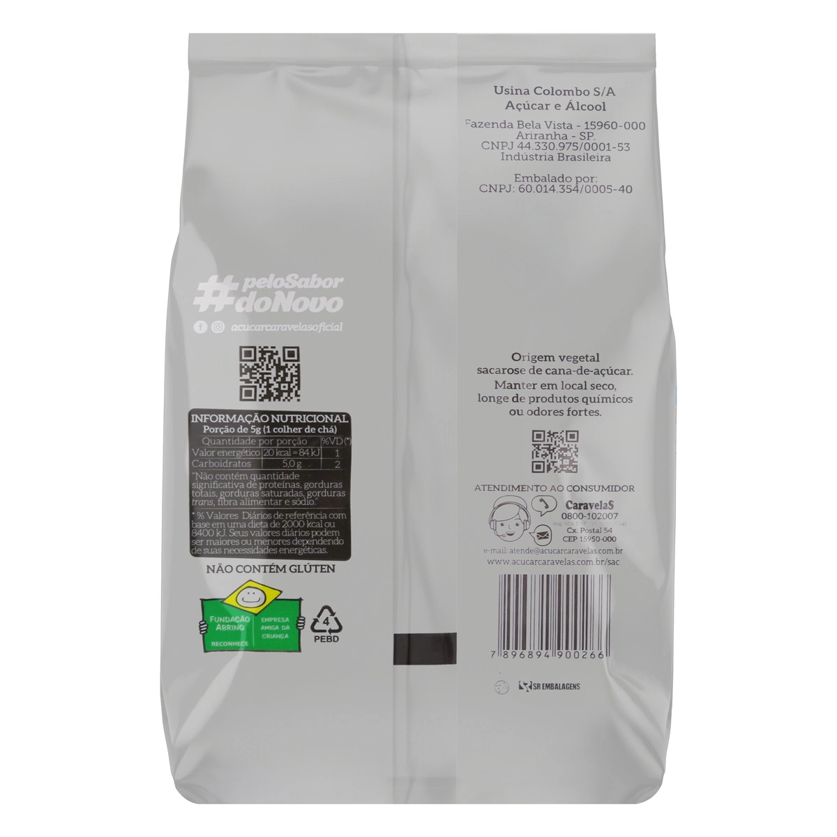 Açúcar Refinado Granulado Premium Caravelas Pacote 1kg