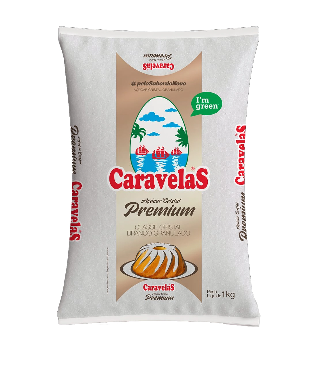Açúcar Cristal Premium Caravelas Pacote 1kg