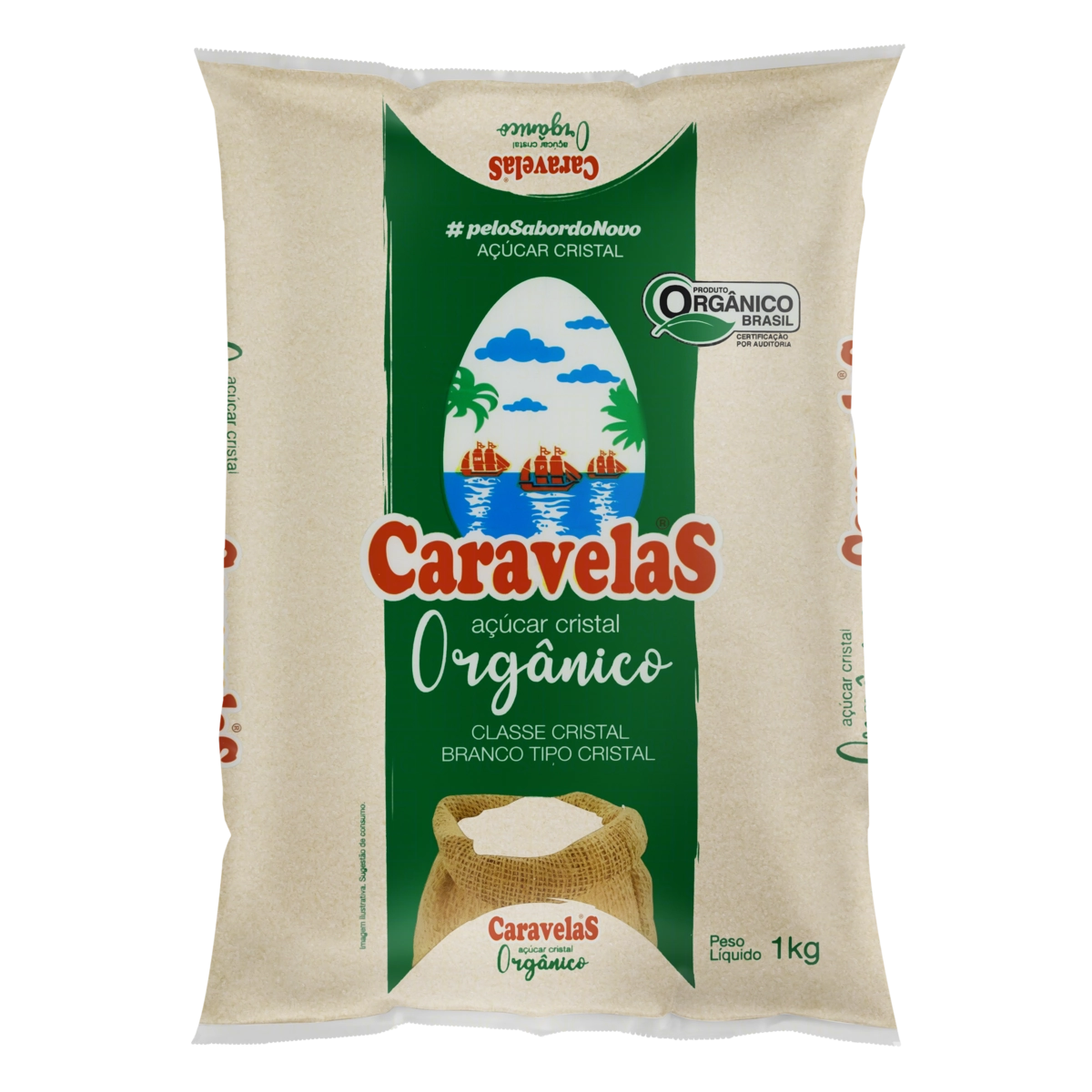 Açúcar Cristal Orgânico Caravelas Pacote 1kg