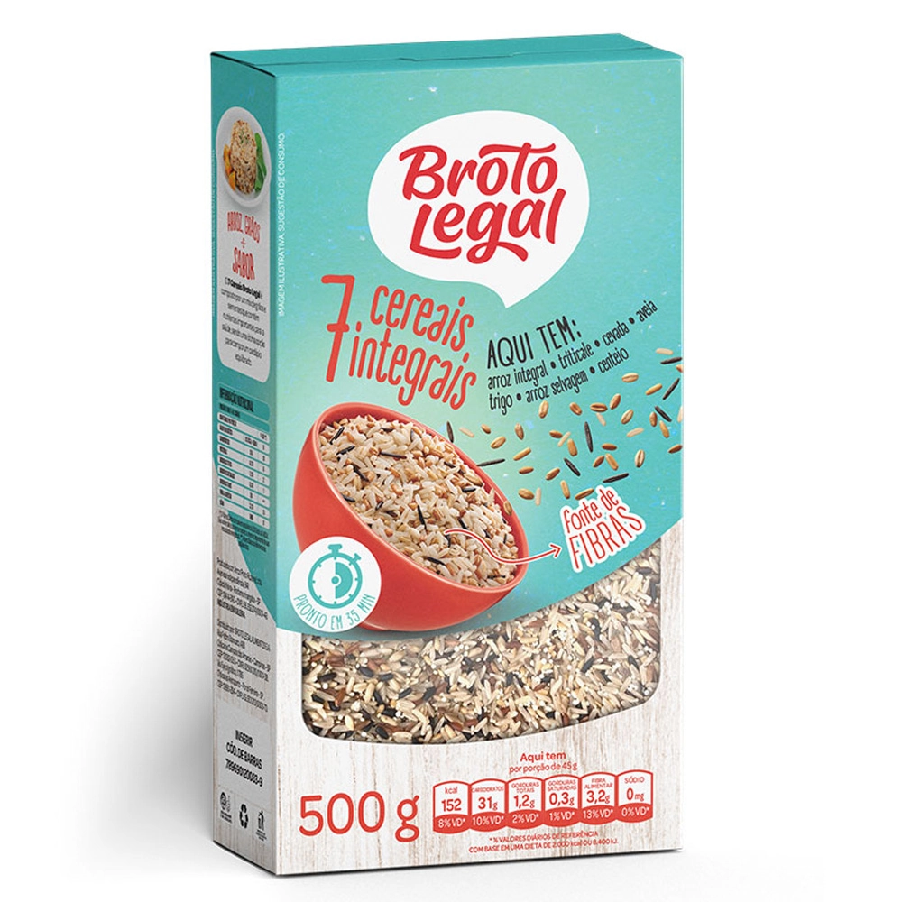 Arroz Integral 7 Cereais Broto Legal Caixa 500g