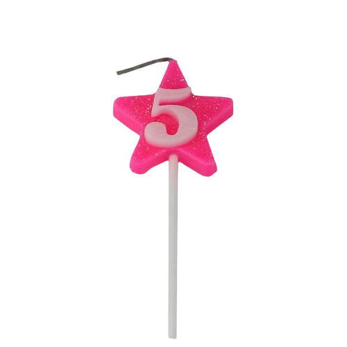 Vela Curifest Aniv Palito Rosa C/pavio N.5