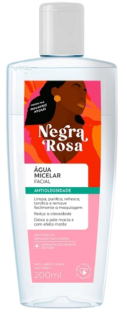 água Micelar Antioleosidade Negra Rosa Frasco 200ml