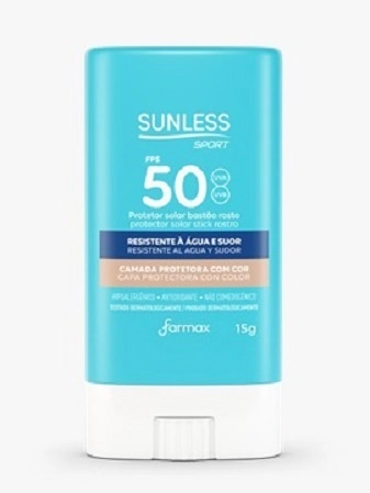 Protetor Solar Rosto Bastão Com Cor Fps 50 Fp Uva 32 Sunless Sport Caixa 15g