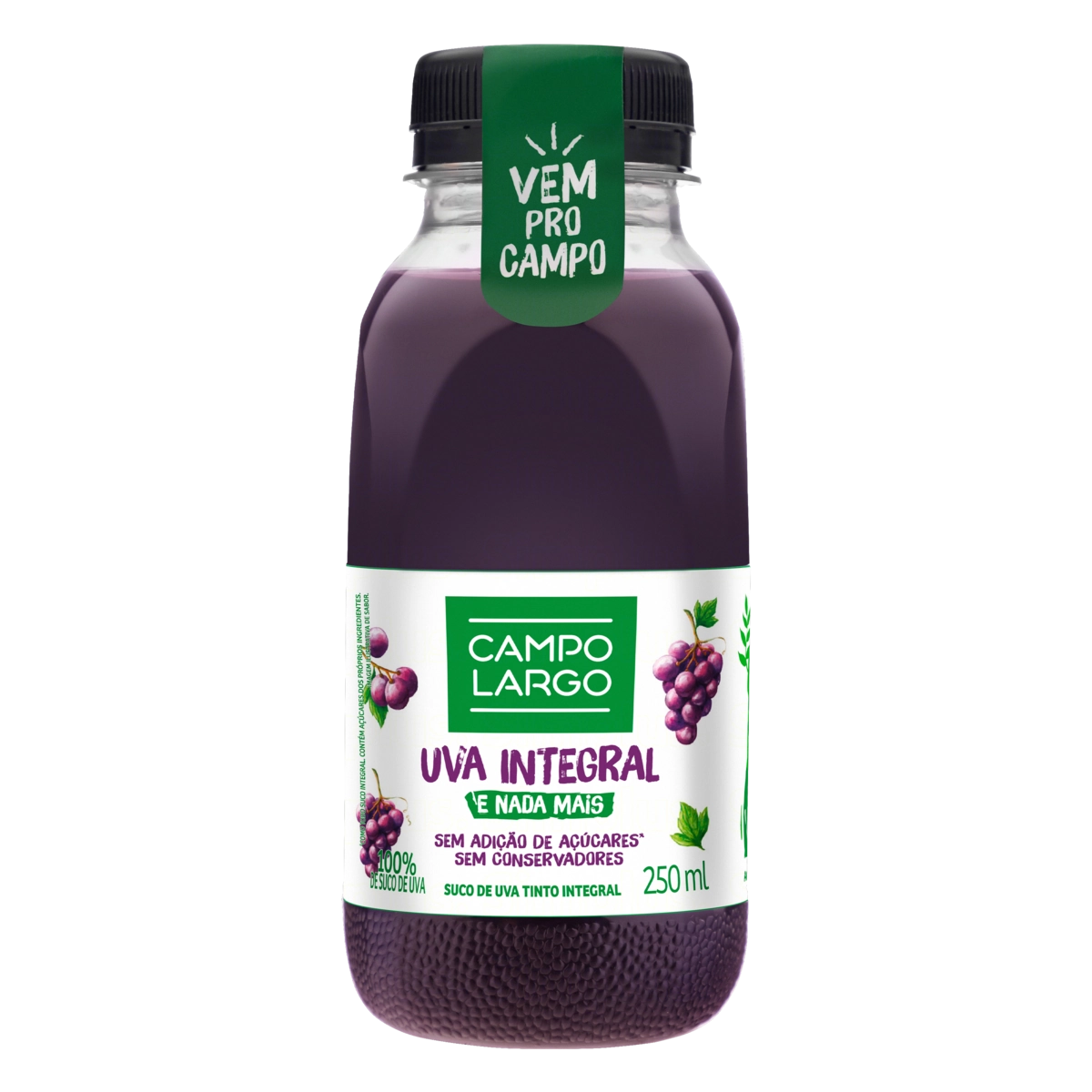 Suco Integral Uva Tinto Campo Largo Garrafa 250ml