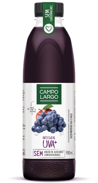 Suco Integral Uva Tinto Campo Largo Garrafa 900ml