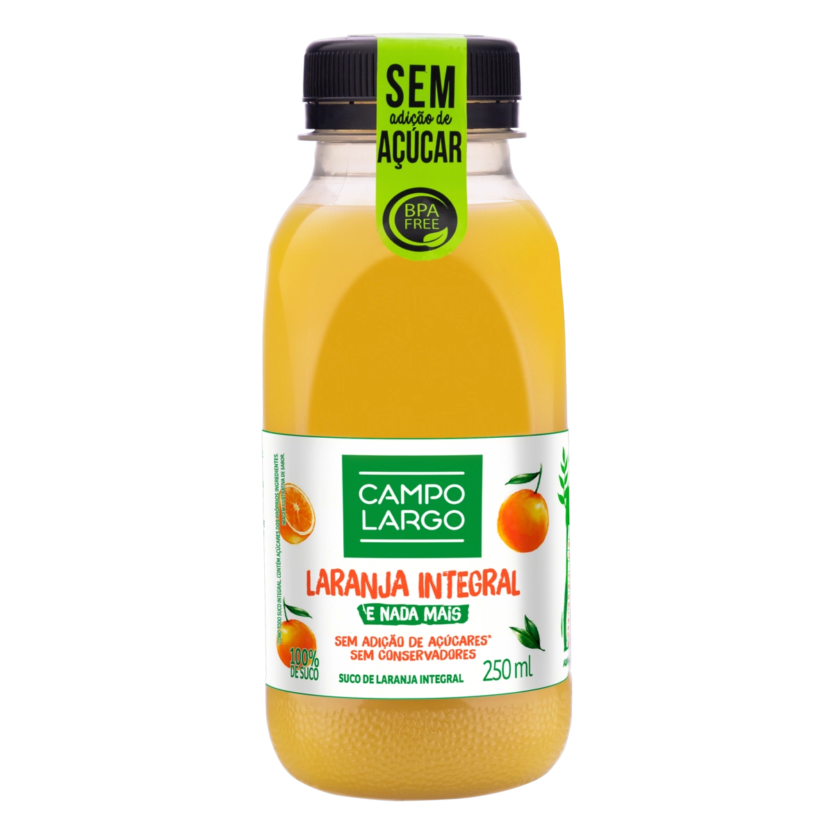 Suco Integral Laranja Campo Largo Garrafa 250ml