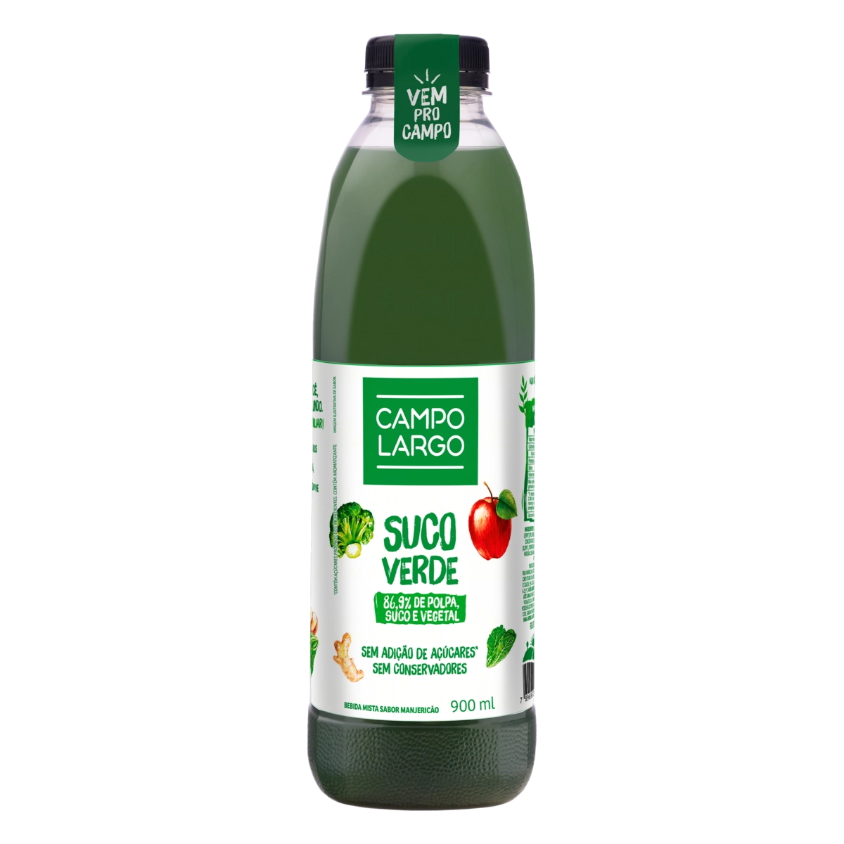 Bebida Verde Manjericão Campo Largo Garrafa 900ml