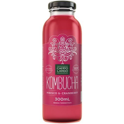 Kombucha Hibisco Cranberry Campo Largo Garrafa 300ml