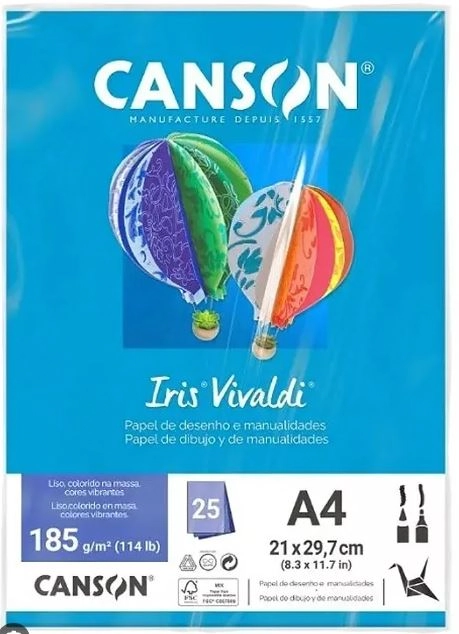 Papel Iris Vivalde 185g 25fl A4 Azul Royal Un