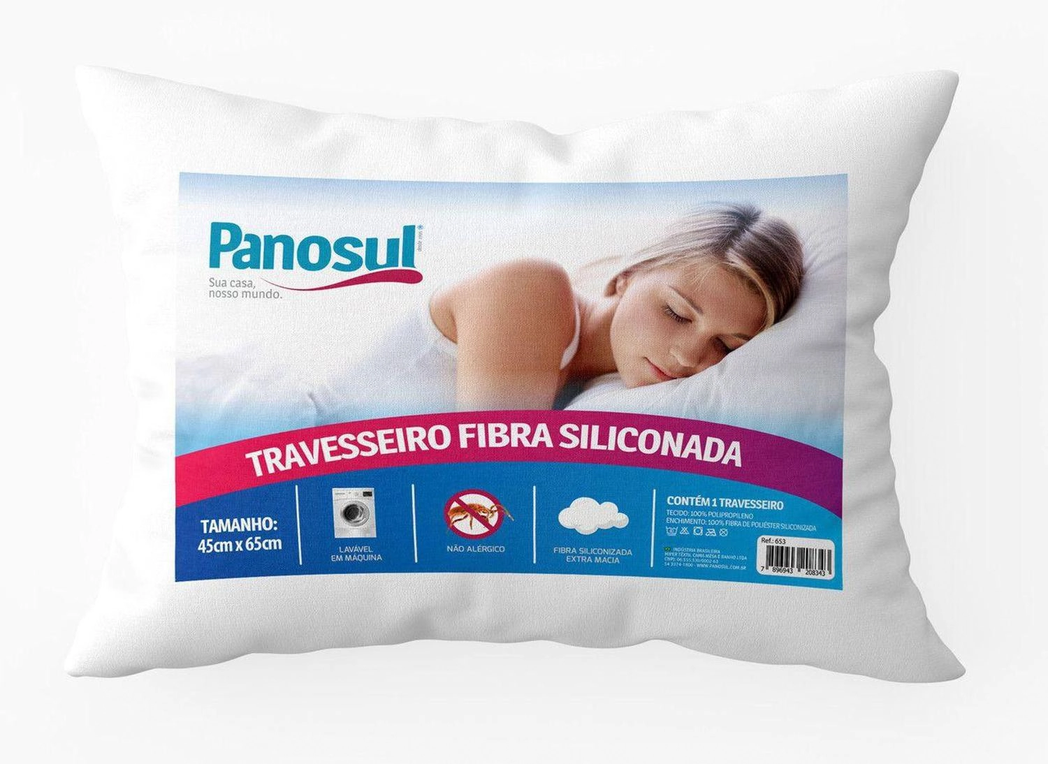 Travesseiro De Fibra Sil. Panosul 45x65cm 1unid