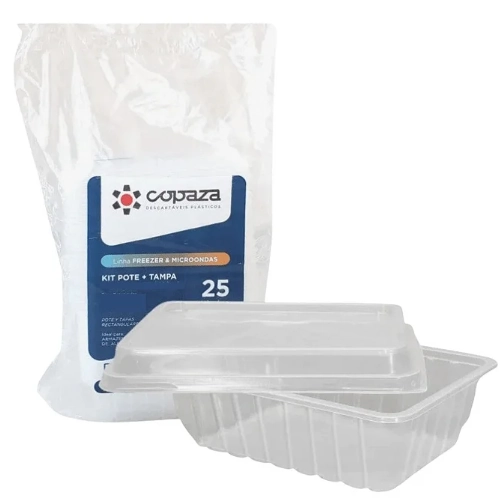 Pote Descart 250ml C 25 Retangular C Tampa Copaza 20x25un