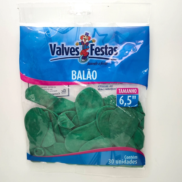Balão Valves Festas Verde 6,5 Contém 30 Unidades