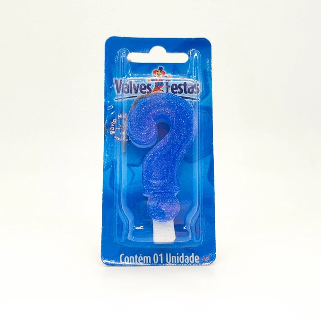 Vela De Aniversário Interrogação Glitter Azul Valves Festas Contém 1 Unidade