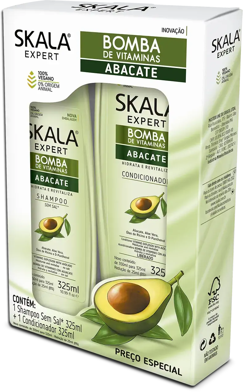 Kit Skala Shampoo Condicionador 325ml Bomba Vit Abacate