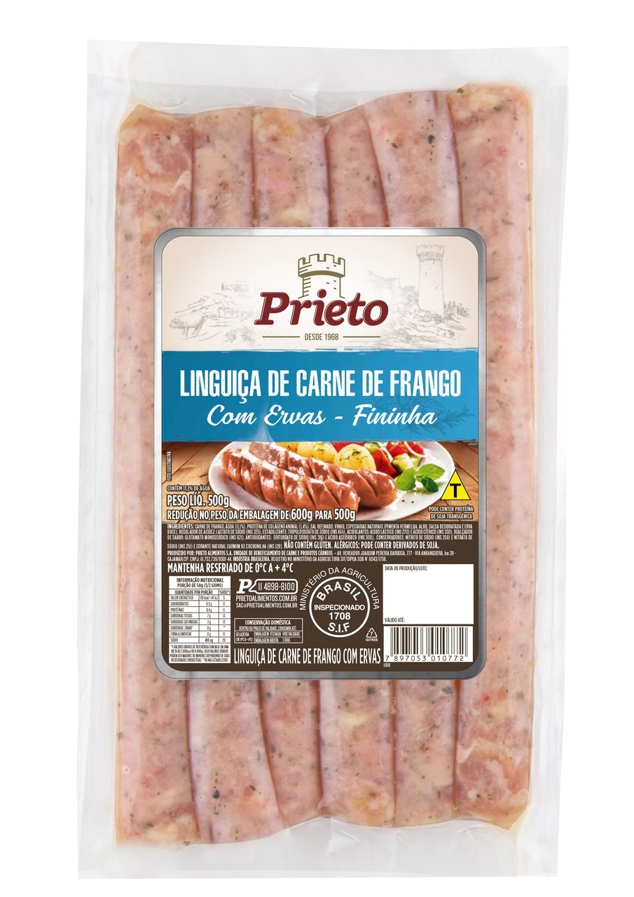 Ling Prieto 500g Frango Fininha C/ervas