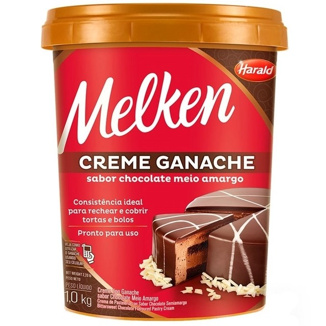 Creme Ganache Chocolate Meio Amargo Melken Pote 1kg