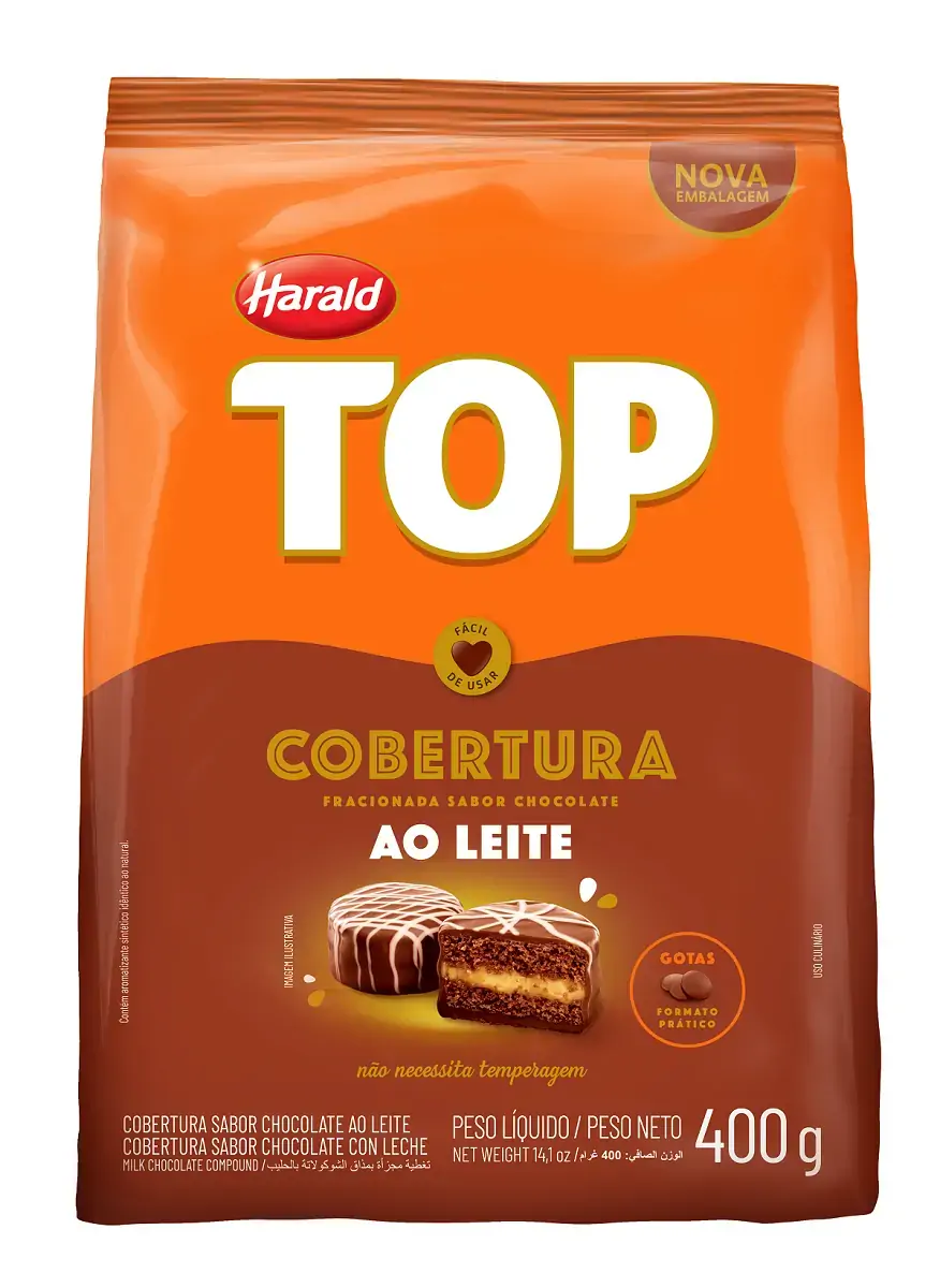 Cobertura Gotas Fracionada Uso Culinário Chocolate Ao Leite Top Pacote 400g