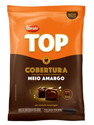 Cobertura Gotas Fracionada Uso Culinário Chocolate Meio Amargo Top Pacote 400g