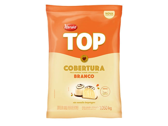 Cobertura Gotas Fracionada Uso Culinário Chocolate Branco Top Pacote 400g