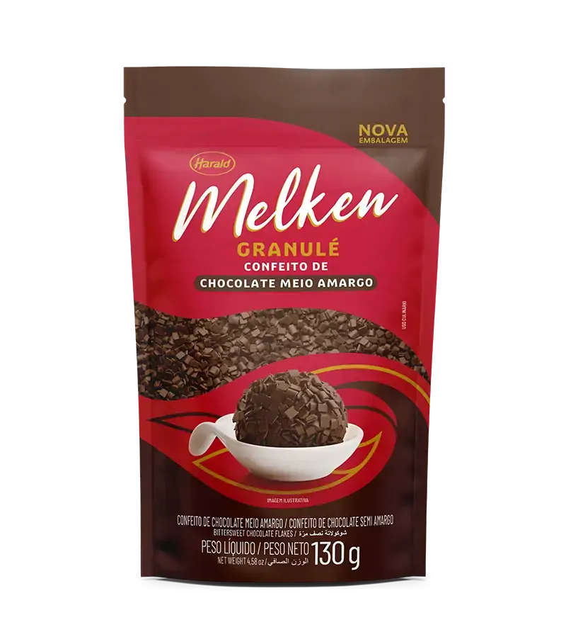 Confeito De Chocolate Meio Amargo Melken Granulé Sachê 130g