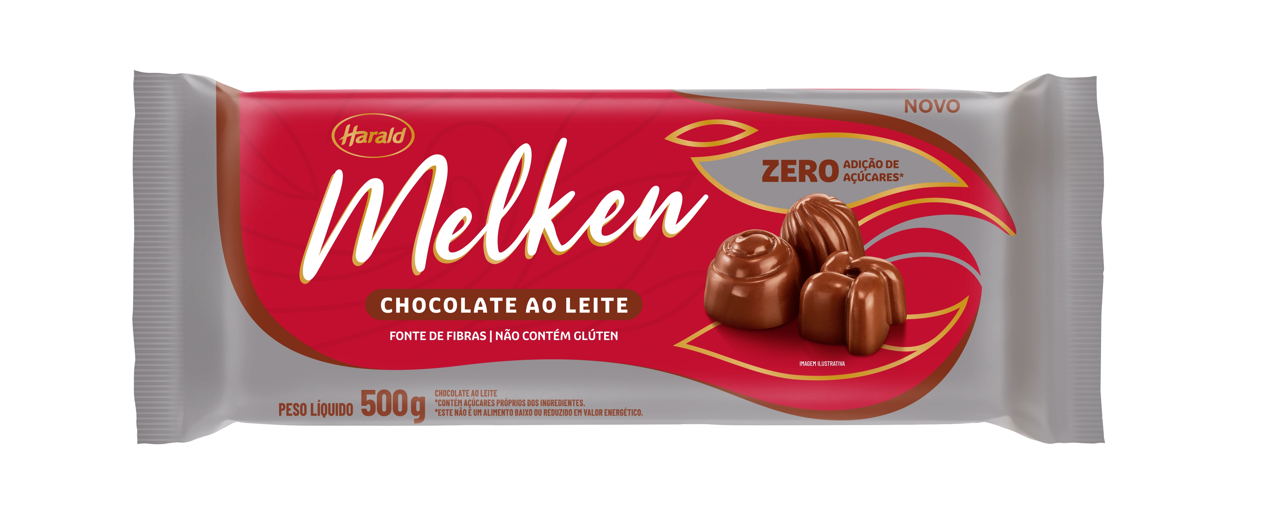Chocolate Ao Leite Sem Adição De Açúcar Melken Pacote 500g
