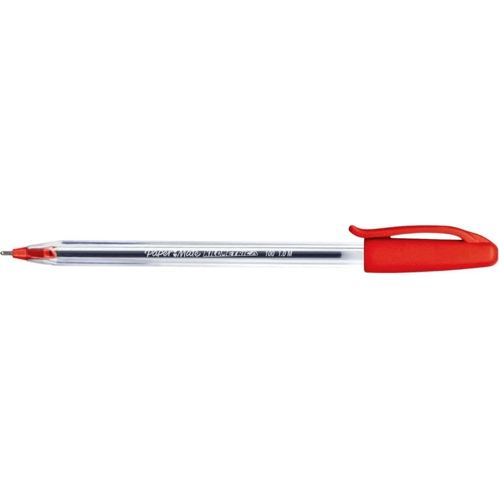 Caneta Esferográfica Pm Kilométrica 100 Vermelho Caixa Com