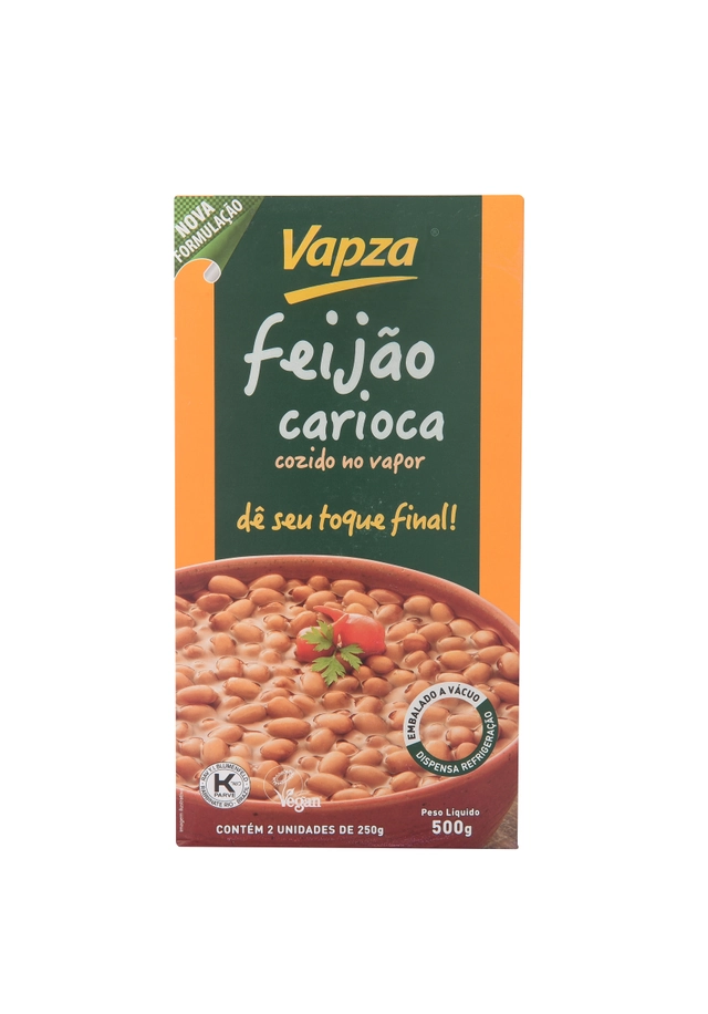 Feijão Carioca Cozido No Vapor Vapza Caixa 500g 2 Unidades