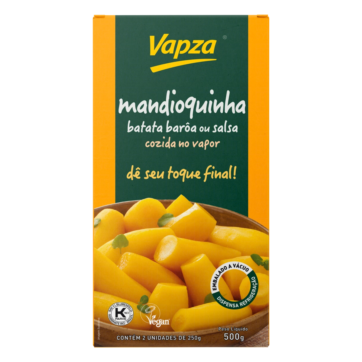 Mandioquinha Cozida No Vapor Vapza 500g 2 Unidades