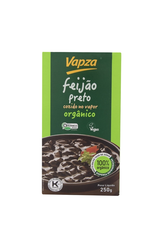 Feijão Preto Cozido No Vapor Orgânico Vapza Caixa 250g