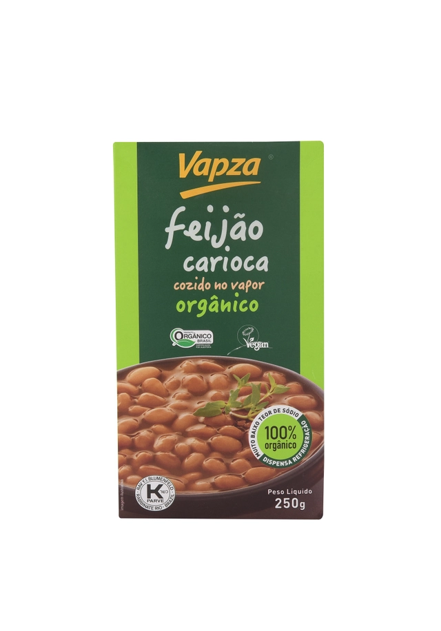 Feijão Carioca Cozido No Vapor Orgânico Vapza Caixa 250g