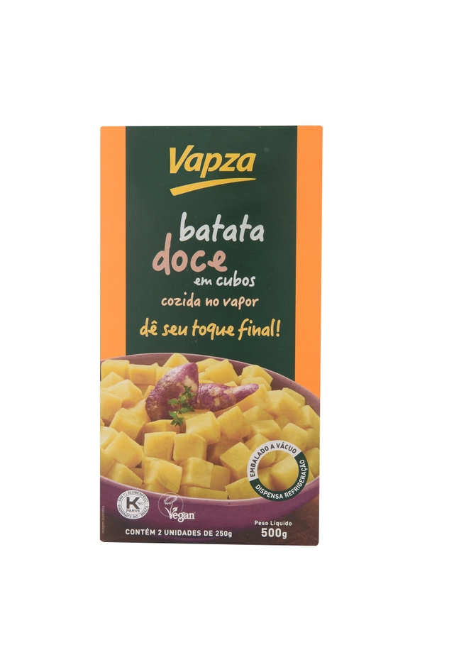 Batata Doce Cubos Cozida No Vapor Vapza Caixa 500g 2 Unidades