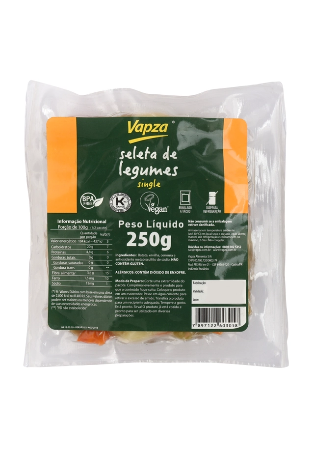 Seleta De Legumes Vapza Single Pacote 250g