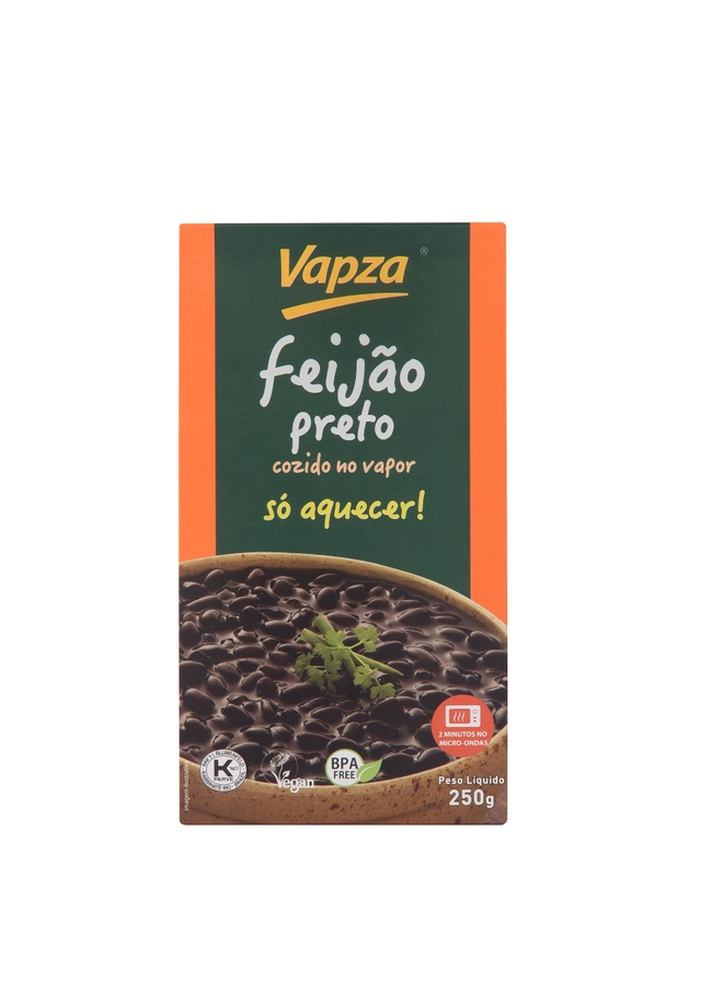 Feijão Preto Cozido No Vapor Vapza Só Aquecer Caixa 250g
