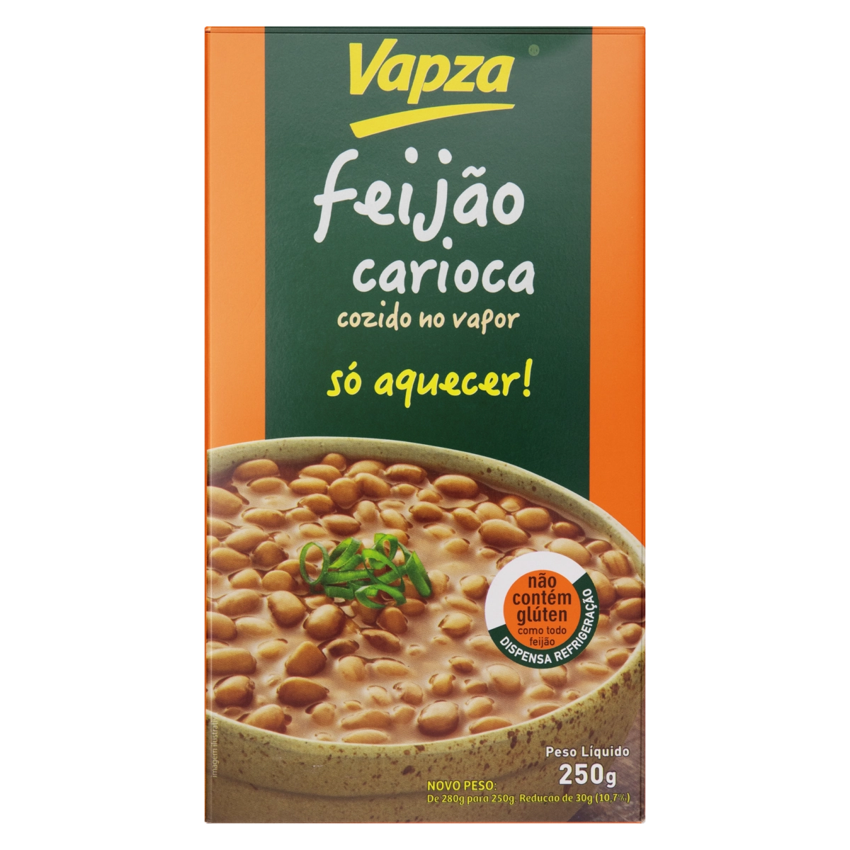 Feijão Carioca Cozido No Vapor Vapza Caixa 250g