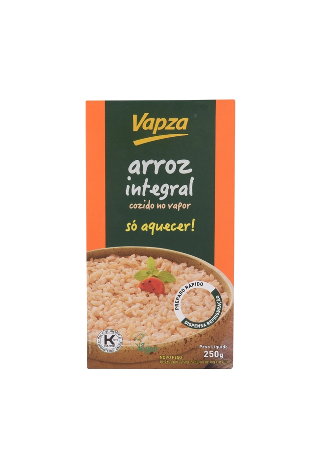 Arroz Cozido No Vapor Integral Vapza Caixa 250g