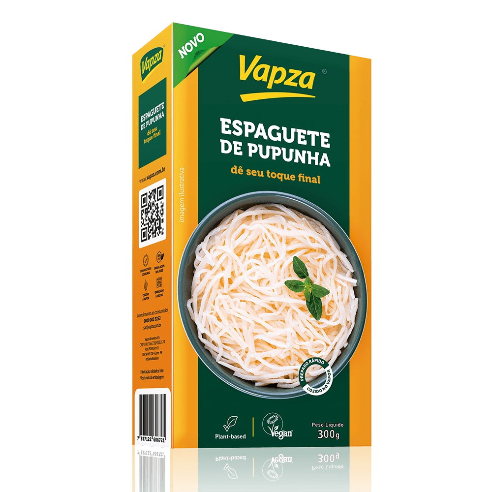 Espaguete De Pupunha Cozido No Vapor Vapza Caixa 300g