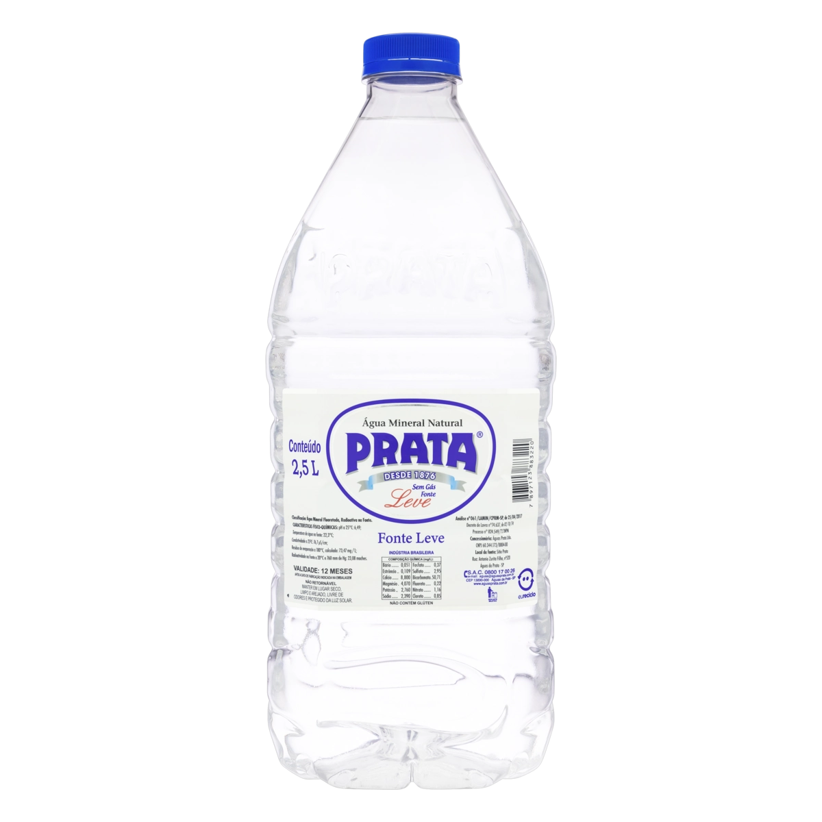 água Mineral Natural Sem Gás Prata Garrafa 2,5l